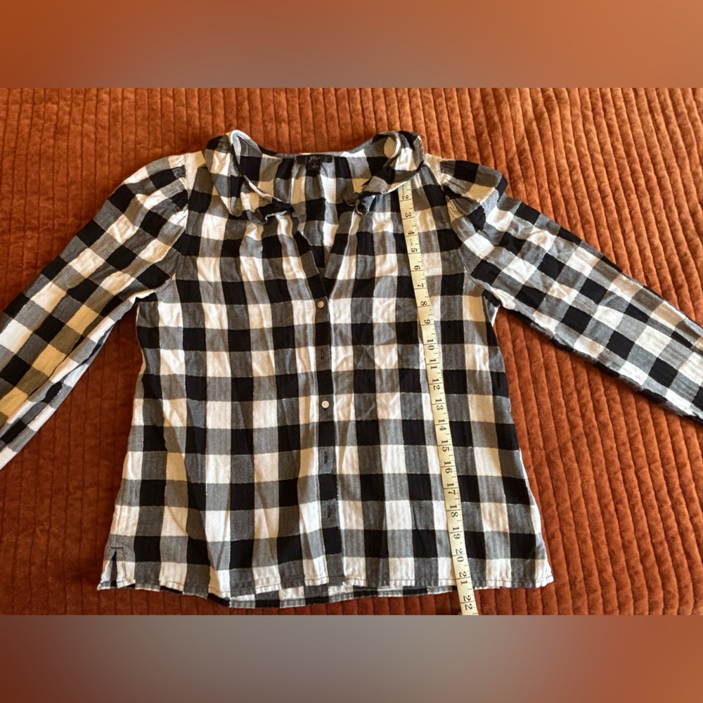 JCrew Black and White Checkered Blouse